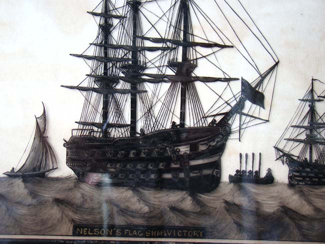 A fine 19th century Reverse Painting on Glass featuring "Nelson's Flag Ship VICTORY" — image 2